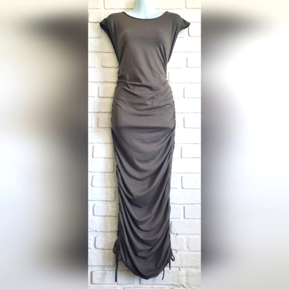 Pretty Little Thing Khaki Military Green Dress Ruched Bodycon Size 12 NWT - Picture 12 of 12